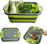 Snijplank Opvougbile con Contenitori di Scarto, Afdruipbak Siliconico Opvougbile per Cucina, Scarto, Afdruipmand e Setaccio per Campeggio, Picnic, BBQ