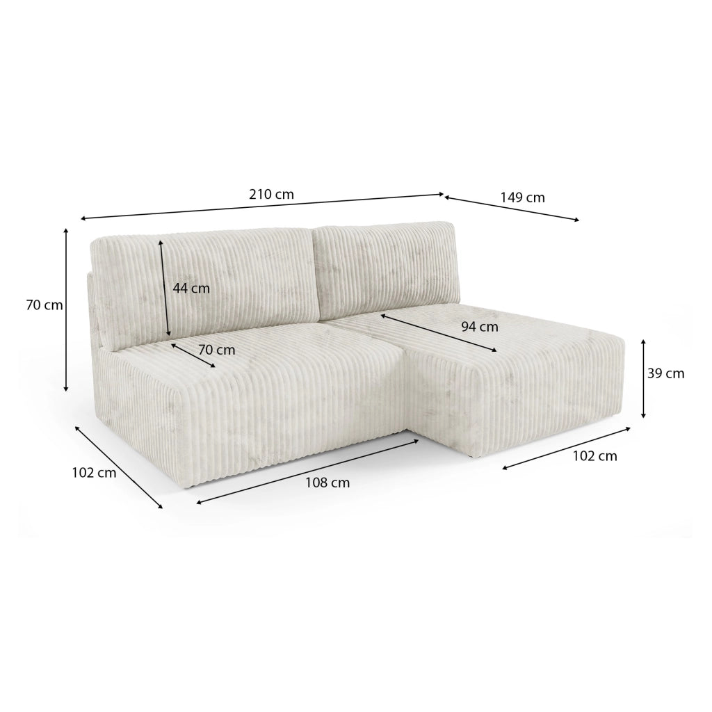 Pergola, Divano Letto con Penisola Contenitore, 210x149 cm Bianco Crema