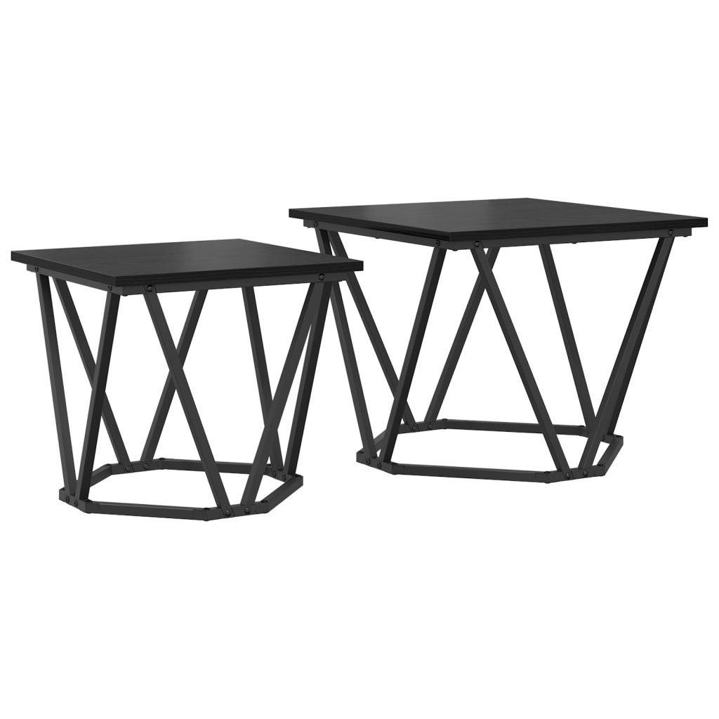 Tavolini 2 pz Nero Rovere Legno Ingegnerizzato