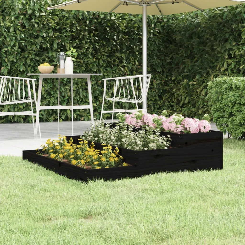 Fioriera | Cassetta per fiori | Vaso Nera 107x107x27 cm in Legno Massello di Pino