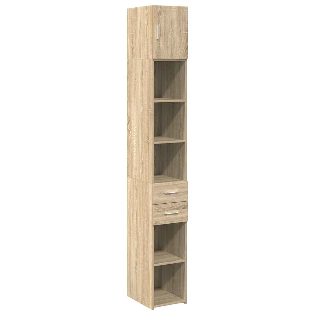 Mobile contenitore sottile 30 x 42,5 x 225 cm capiente moderno multifunzionale realizzato in legno ingegnerizzato di rovere Sonoma 02_0055554