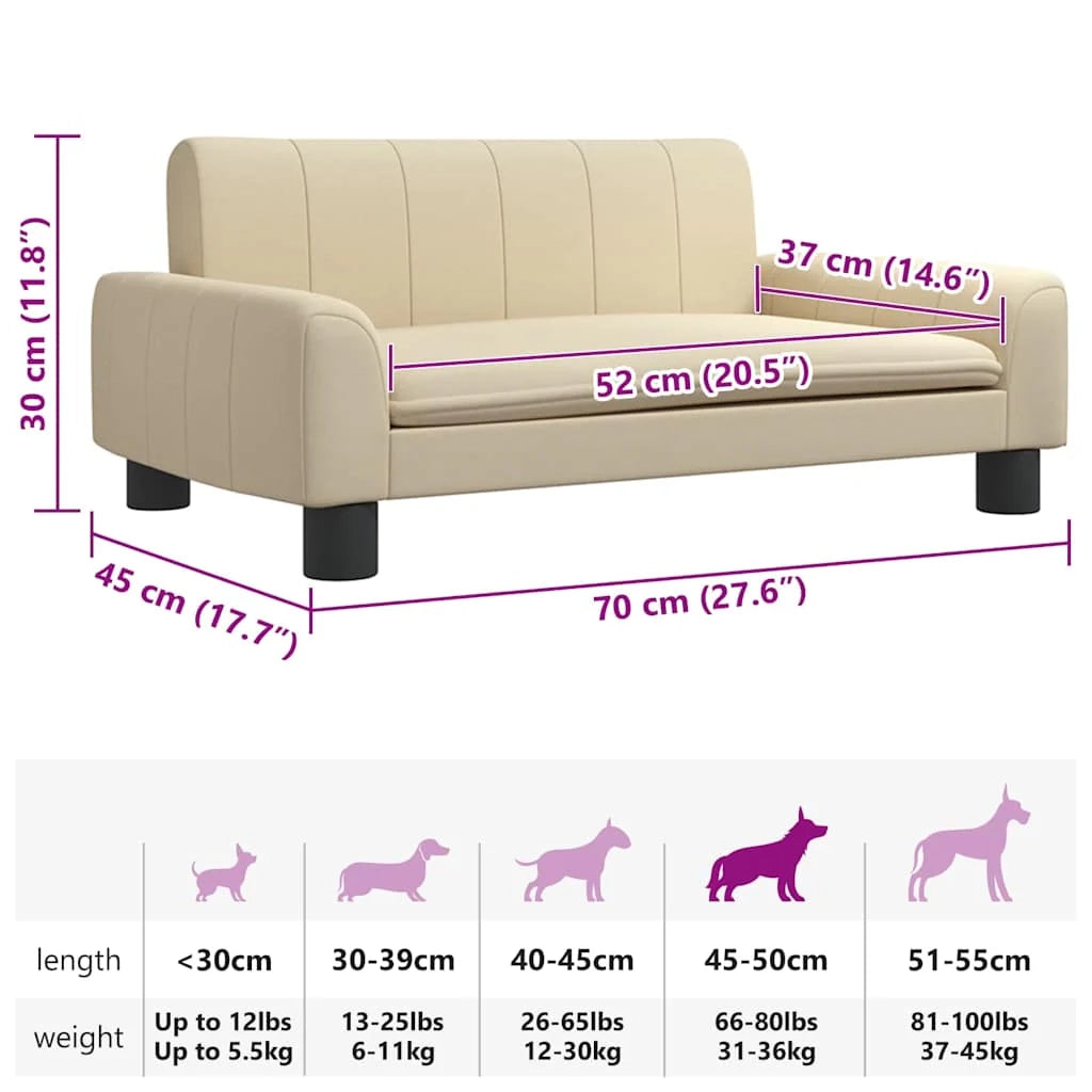 Cuccia per cani a forma di cesto comoda 70 x 45 x 30 cm tessuto color crema 02_0042844