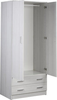 Armadio 2 Ante 2 Cassetti 77x182x52 cm Eucalipto