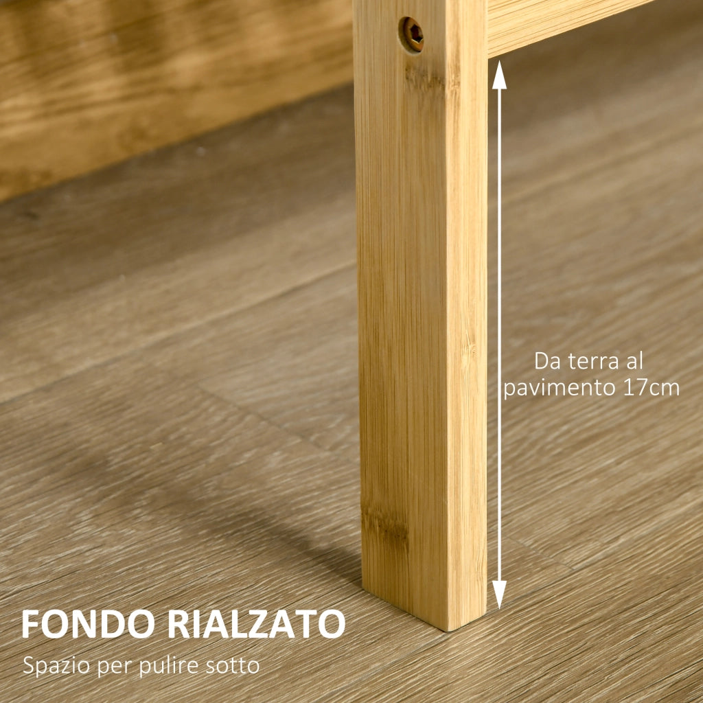 EasyComfort Scaffale Multiuso a 3 Ripiani Salvaspazio in Bambù, Mensola per Bagno, Salotto e Cucina, Facile da Montare, 62x33x80cm, Colore Naturale