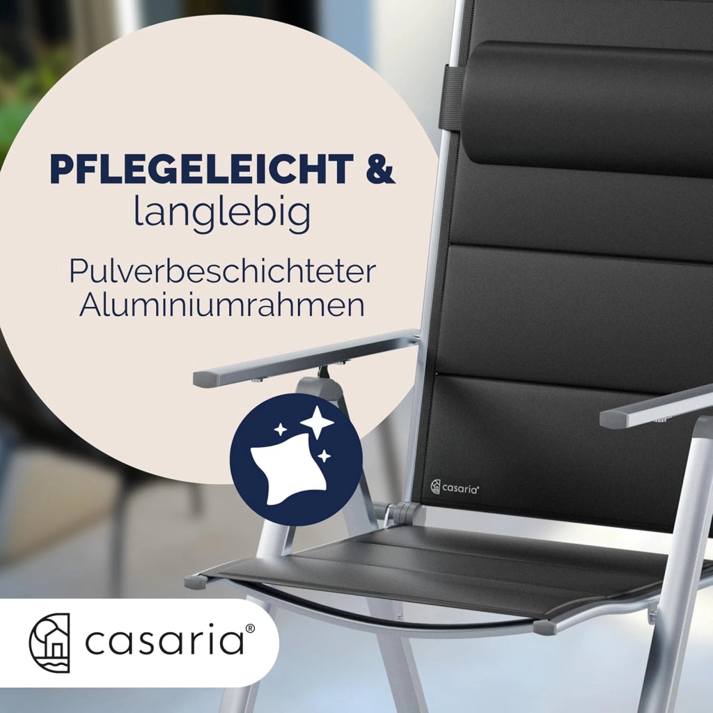 Set 2 Sedie da Giardino Schienale Regolabile 8 Livelli Supporto Lombare Alluminio Carico Max.120 kg Campeggio