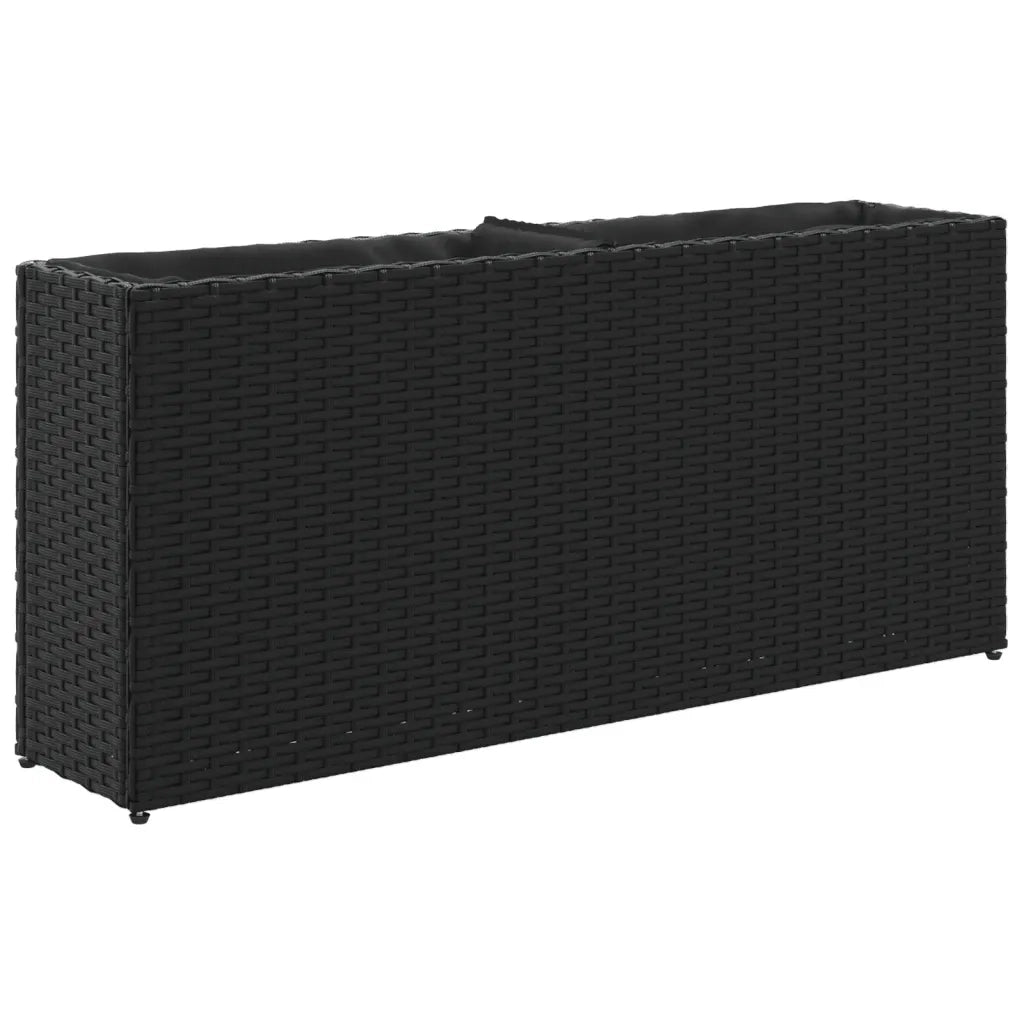 Fioriere | Cassetta per fiori | Vaso da Giardino con 2 Vasi Nere 90x20x40 cm in Polyrattan