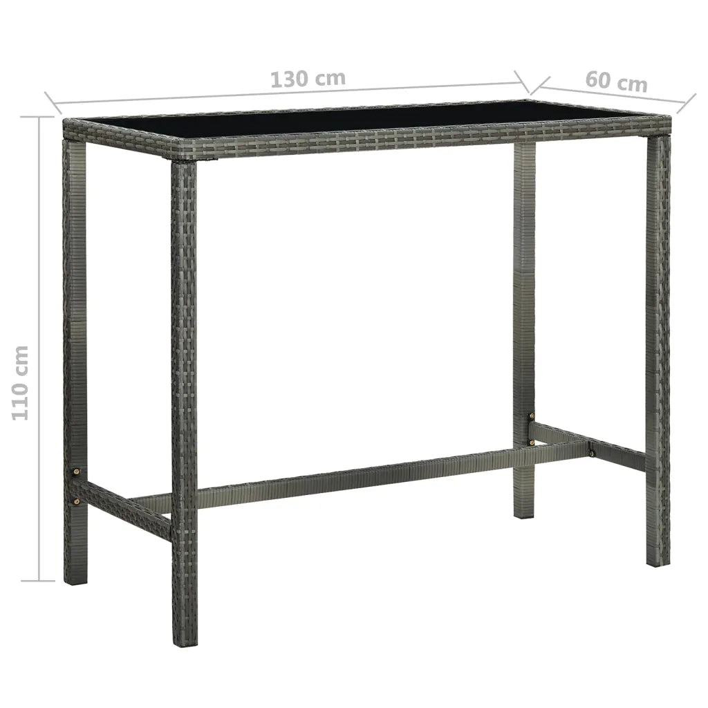 Set da Bar da Giardino 5 pz | Set Salotto da Giardino con Cuscini in Polyrattan Grigio