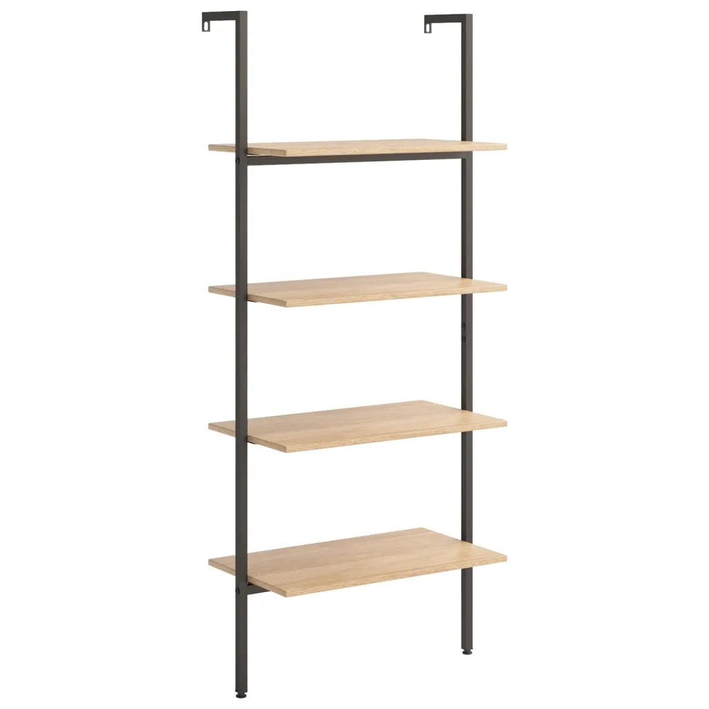 Scaffale Pendente 4 Livelli Marrone Chiaro e Nero 64x35x152,5cm CFW4019434