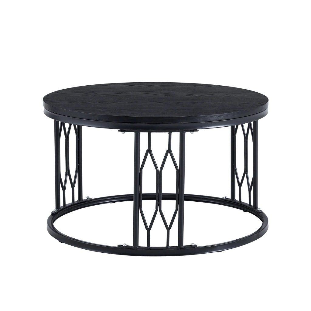 Tavolino da caffè con struttura geometrica in metallo MDF nero