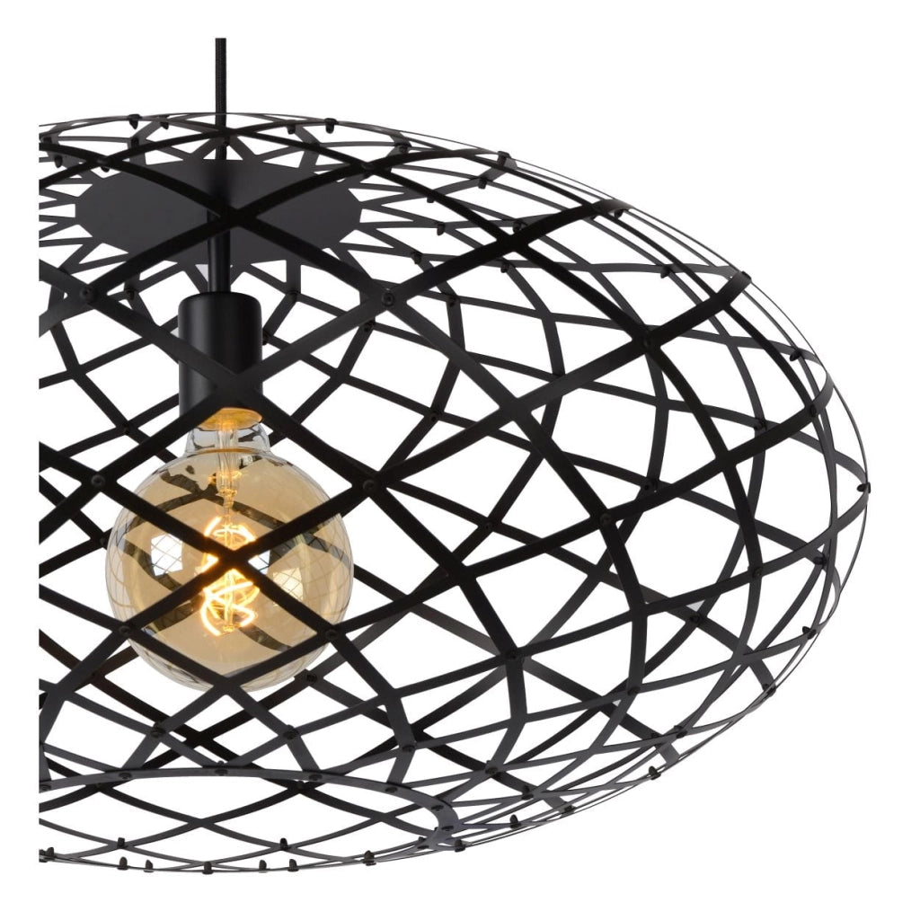Lampada a sospensione Lucide Wolfram nera metallo Ø65 E27