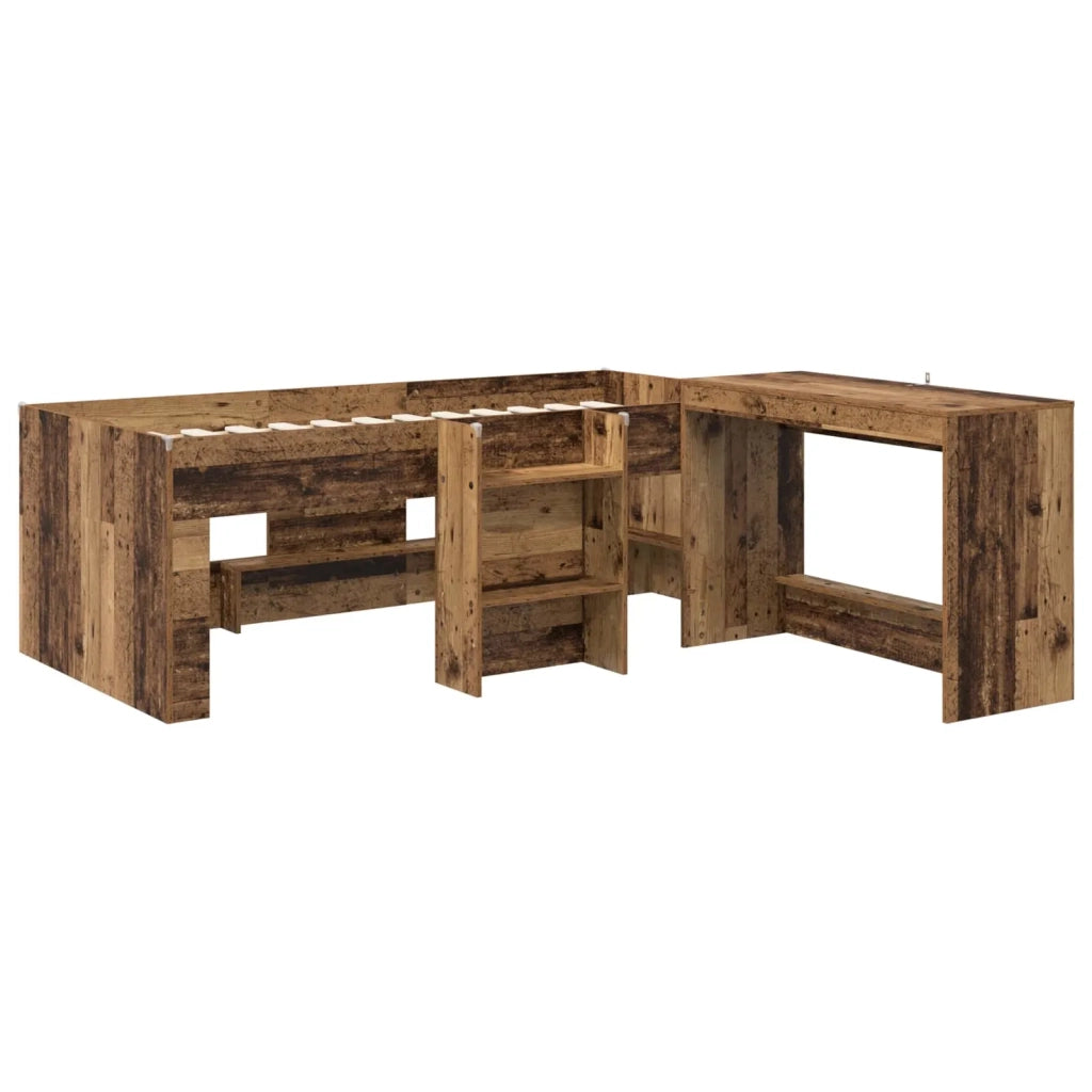 Letto alto per bambini con scrivania Legno antico 90 x 190 cm 3423476