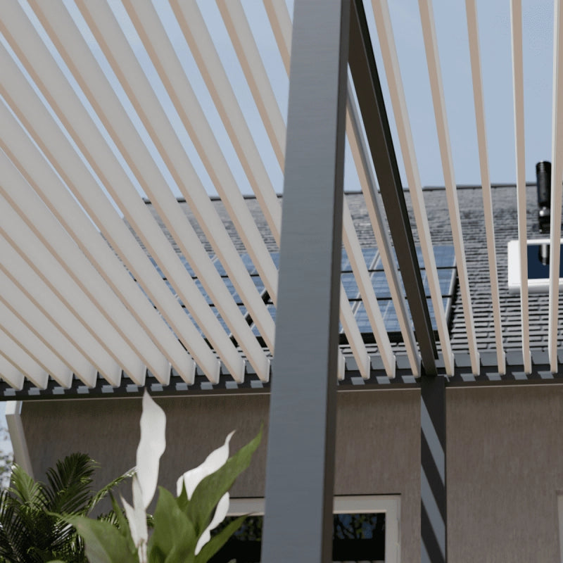 Pergola bioclimatica motorizzata OmbrÃ©a ELMO autoportante 4x6M - Antracite/bianco