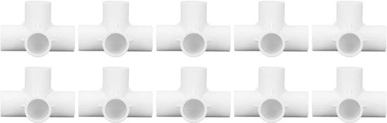 Connettore PVC 4 vie - 10 pezzi - 25 mm diametro interno - PVC duraturo - Per connessione di mobili - Collegamento solido - Connettore per tubo in PVC