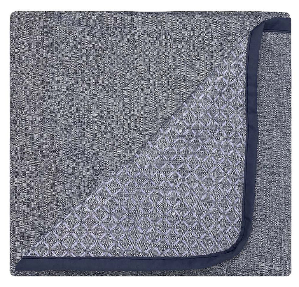 Copridivano in Poliestere con Penisola Destra Seduta 190 cm Blu Scuro