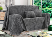 Telo Arredo Copridivano Multiuso Copritutto Misto Cotone Modello Multirighe - 220x260 - Carbone
