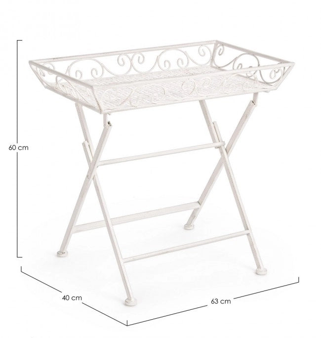 Set 2 Tavolini Rettangolari Acciaio Bianco Stile Rustico - IRENE