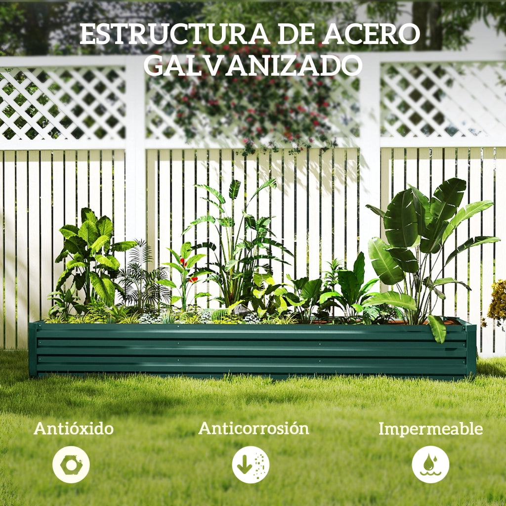Fioriera Grande Rettangolare da Giardino ¨C zephmum ¨C 240x60x30 cm Verde Acero