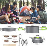 Set di cucina da campeggio - Set di cucina da esterno - per campeggio escursioni picnic viaggi - sostenibile 

Set di cucina da campeggio - Modello: 
- Contenuto: 12 pezzi
- Materiale: acciaio inossidabile
- Dimensioni: 23 x 15 x 6 cm
- Peso: 1,2 kg