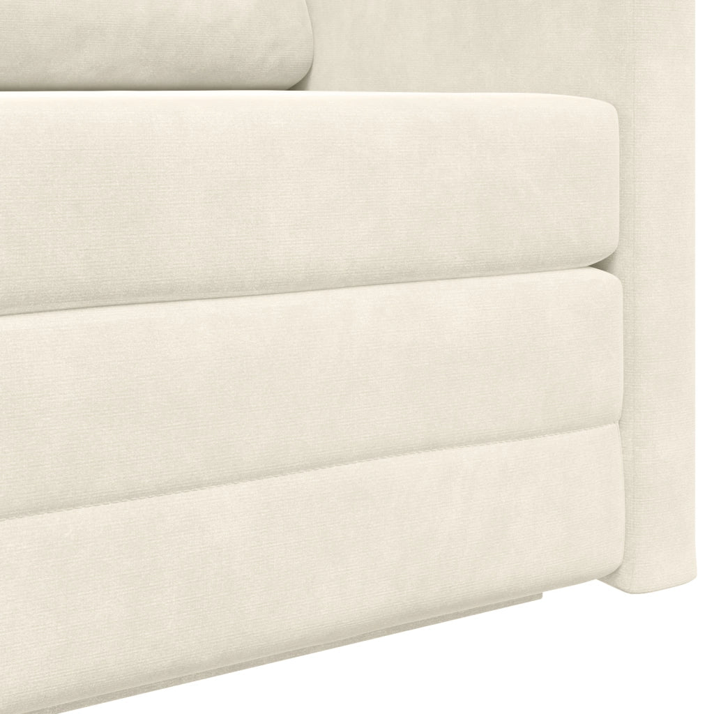 Divano Letto da Terra 2-in-1 Panna 124x204x61 cm Velluto