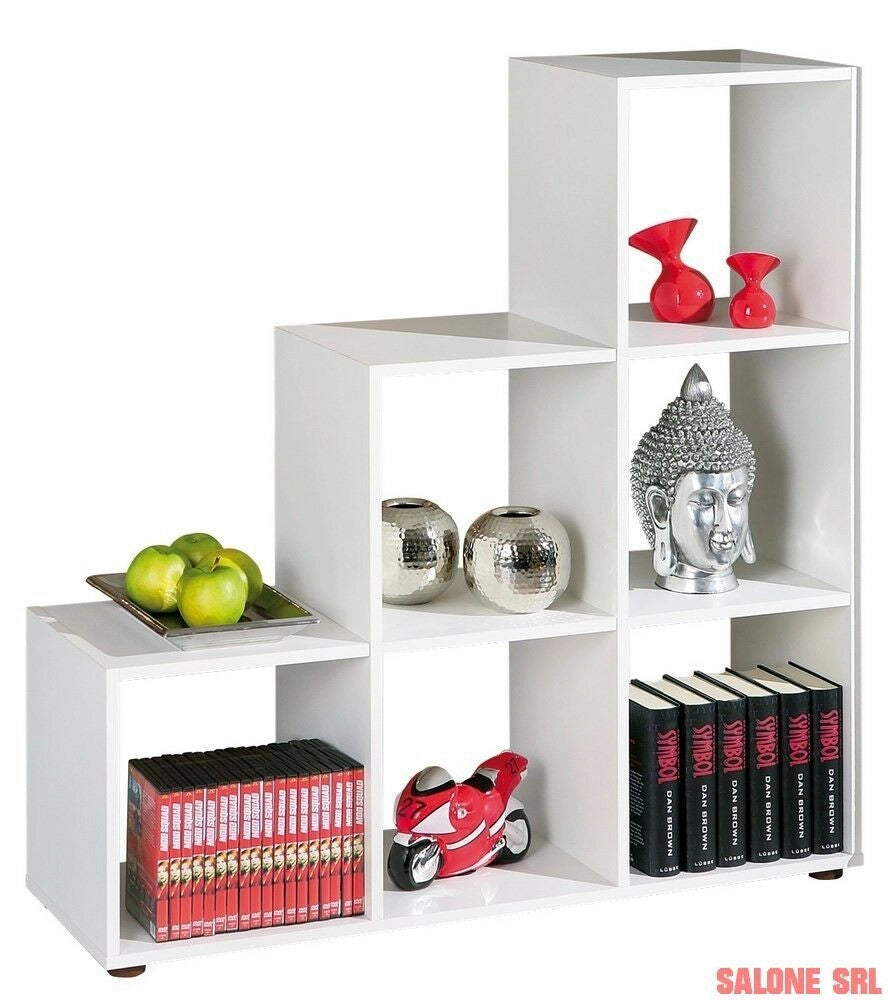LIBRERIA 6 BOX CADORE DIM. 105x33x109H LAMINATO BIANCO INTER LINK