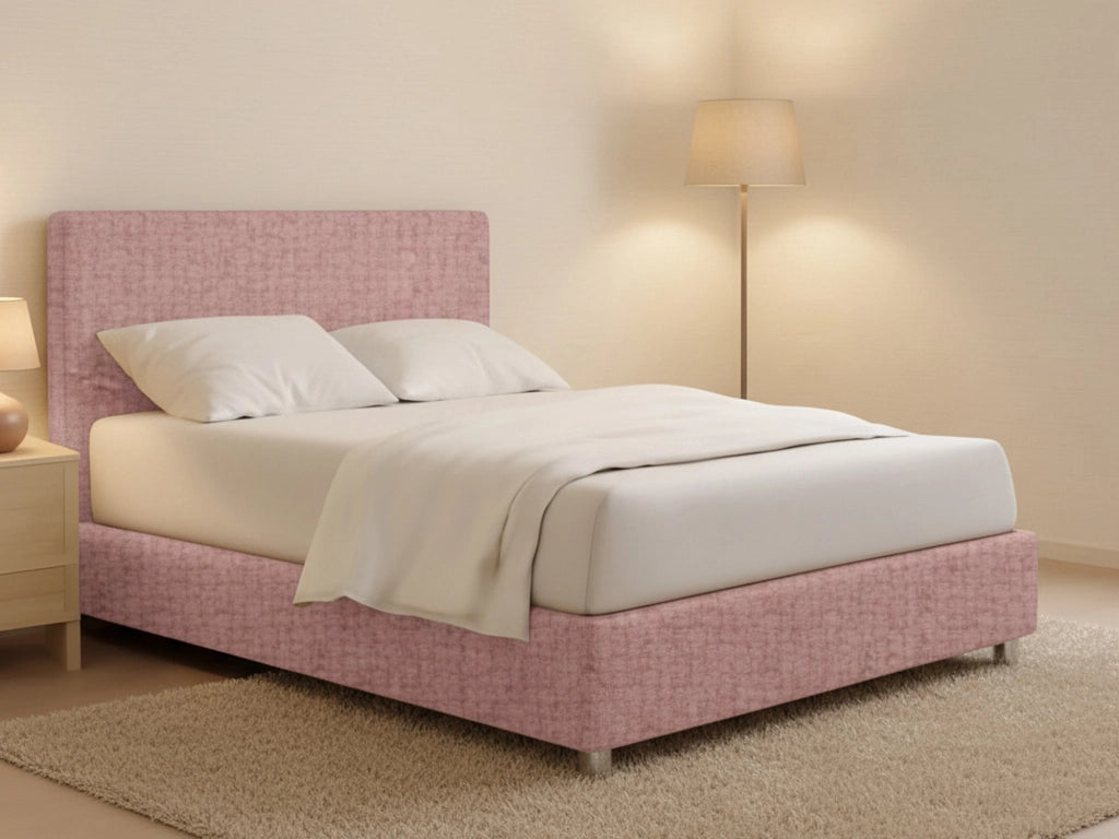 Harlow, Letto Piazza e Mezza Sfoderabile Made in Italy, Rosa