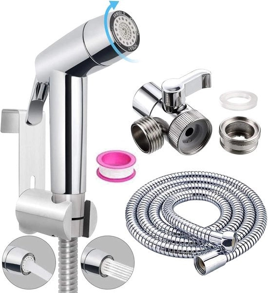 Bidet-bidet manuale doccia-bidet wc-bidet getto-Spazzola la testa della doccia e puliscila- Con guida doccia a due vie, tubo doccia 59 pollici e doccia manuale da appendere