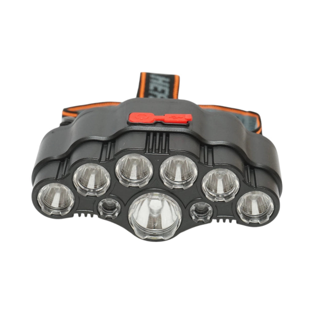 Lampada frontale con 9 LED, 4 modalità di illuminazione, ricaricabile tramite USB