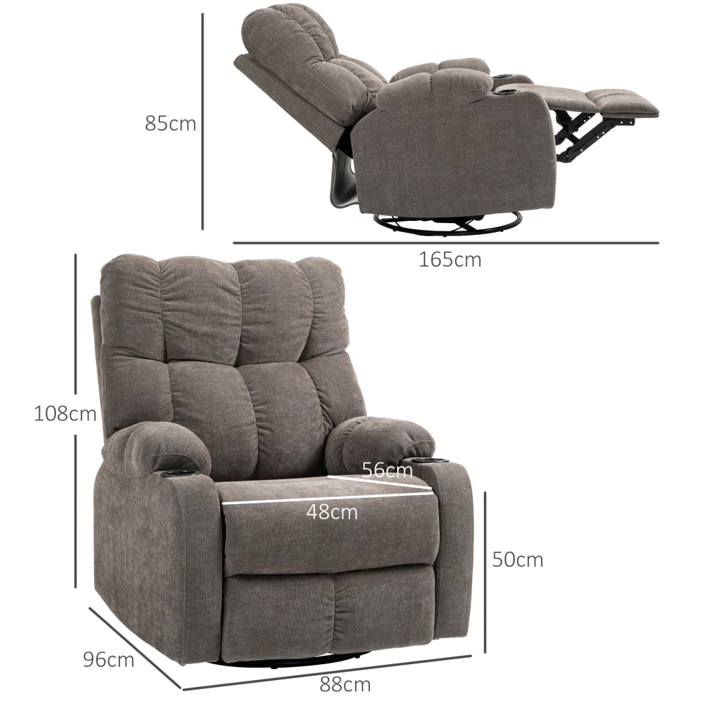 Poltrona Relax Girevole con Poggiapiedi ¨C Zephmum ¨C Beige 88x96x108cm