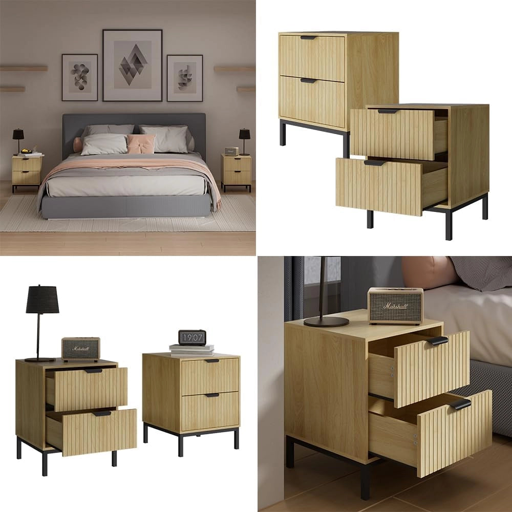 Comodino Lennox, Rovere, 40 x 52 cm Set di 2