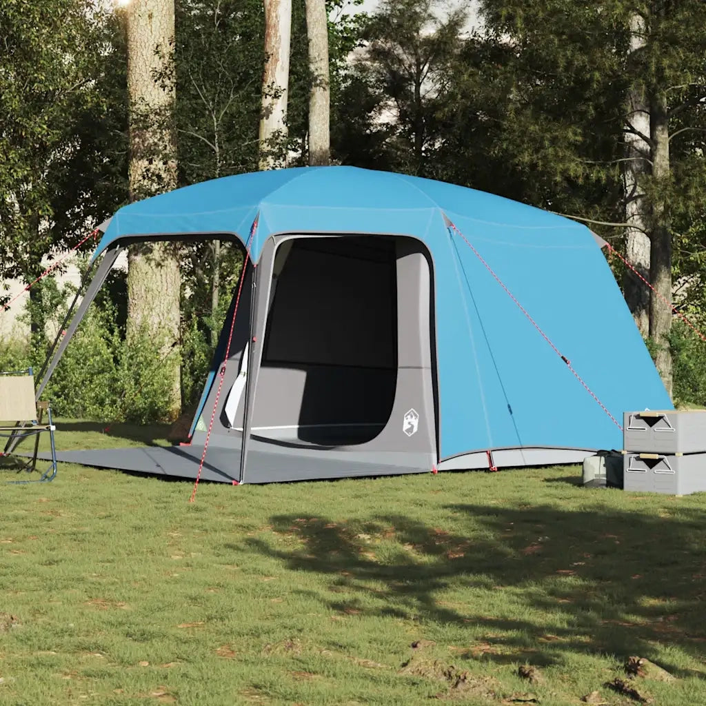 Tenda da Campeggio con Portico Cupola 5 Persone-Tenda per Escursionismo Blu Impermeabile
