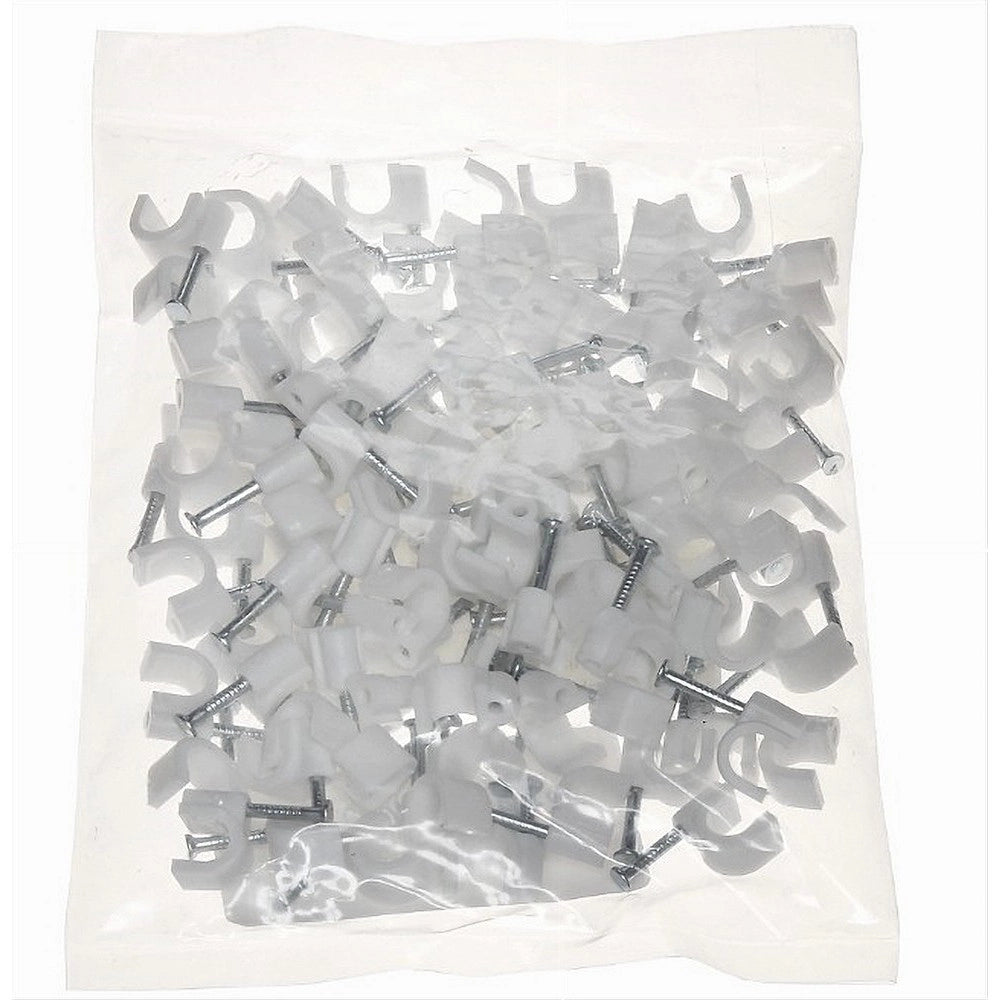 Trade Shop - Confezione Da 100pz Fermacavo Ferma Cavi Da ø 7 Mm Colore Bianco Con Chiodo Fm-7 -