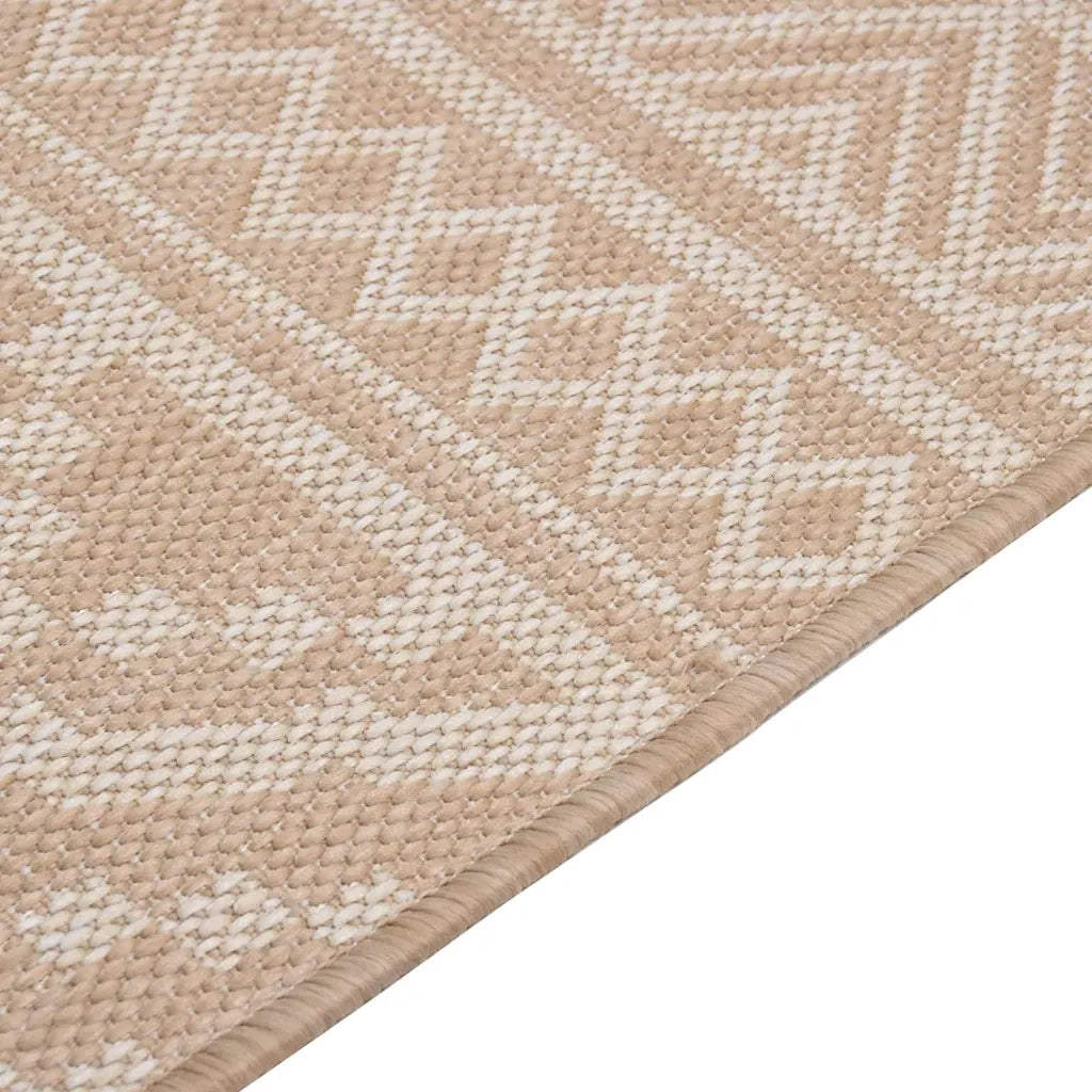 Tappeto da Esterni a Tessitura Piatta 100x200cm Strisce Marroni