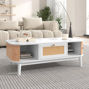 Tavolino da Caff¨¨ in Legno Massello con Cassetti e Ripiano ¨C Xylo ¨C Naturale