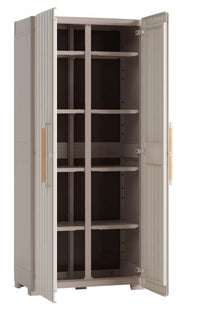 Armadio da Esterno 8 Ripiani 80x45x180H cm in Plastica Keter Groove Multispace Sabbia/Beige