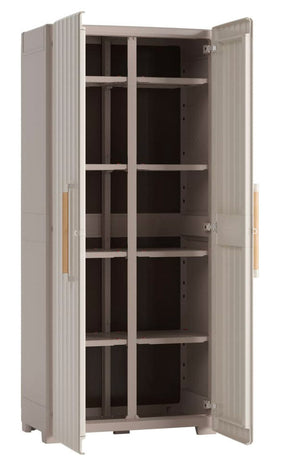 Armadio da Esterno 8 Ripiani 80x45x180H cm in Plastica Keter Groove Multispace Sabbia/Beige