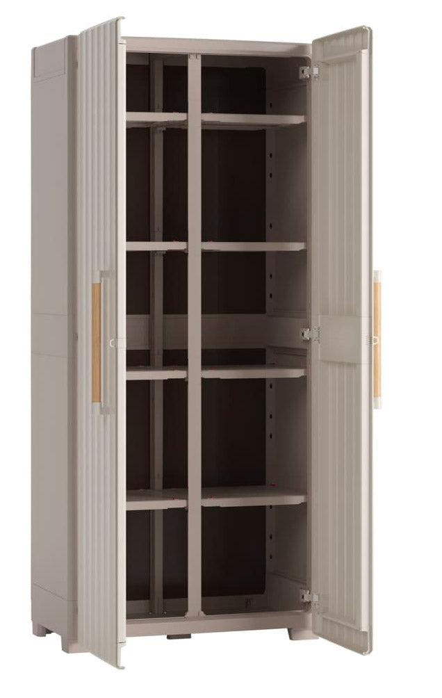 Armadio da Esterno 8 Ripiani 80x45x180H cm in Plastica Keter Groove Multispace Sabbia/Beige