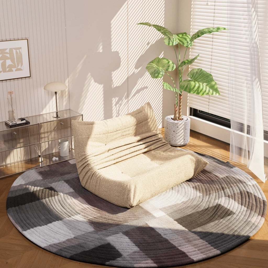 Divano lounge in velluto teddy beige 149x114x82 cm