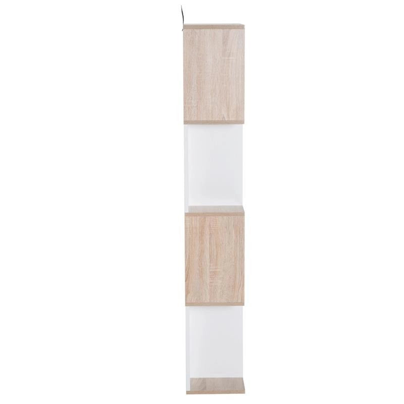 LIBRERIA DI DESIGN MODERNO 4 RIPIANI LEGNO NATURALE E BIANCO, 60X24X148CM