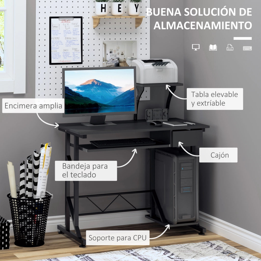 Scrivania per Computer con Cassetto e Tastiera ¨C Zephmum ¨C Nero 90x50x100 cm