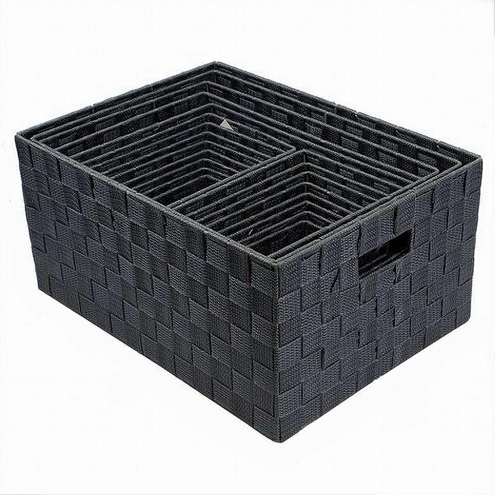 Trade Shop - Set 21pz Scatola In Tessuto Portaoggetti Organizer Con Manici Grigio Scuro 79086 -