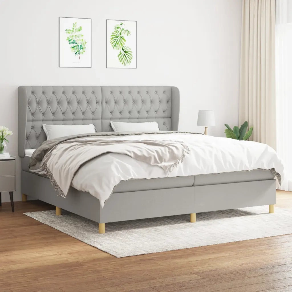 Giroletto a Molle con Materasso Grigio Chiaro 200x200cm Tessuto 3128789