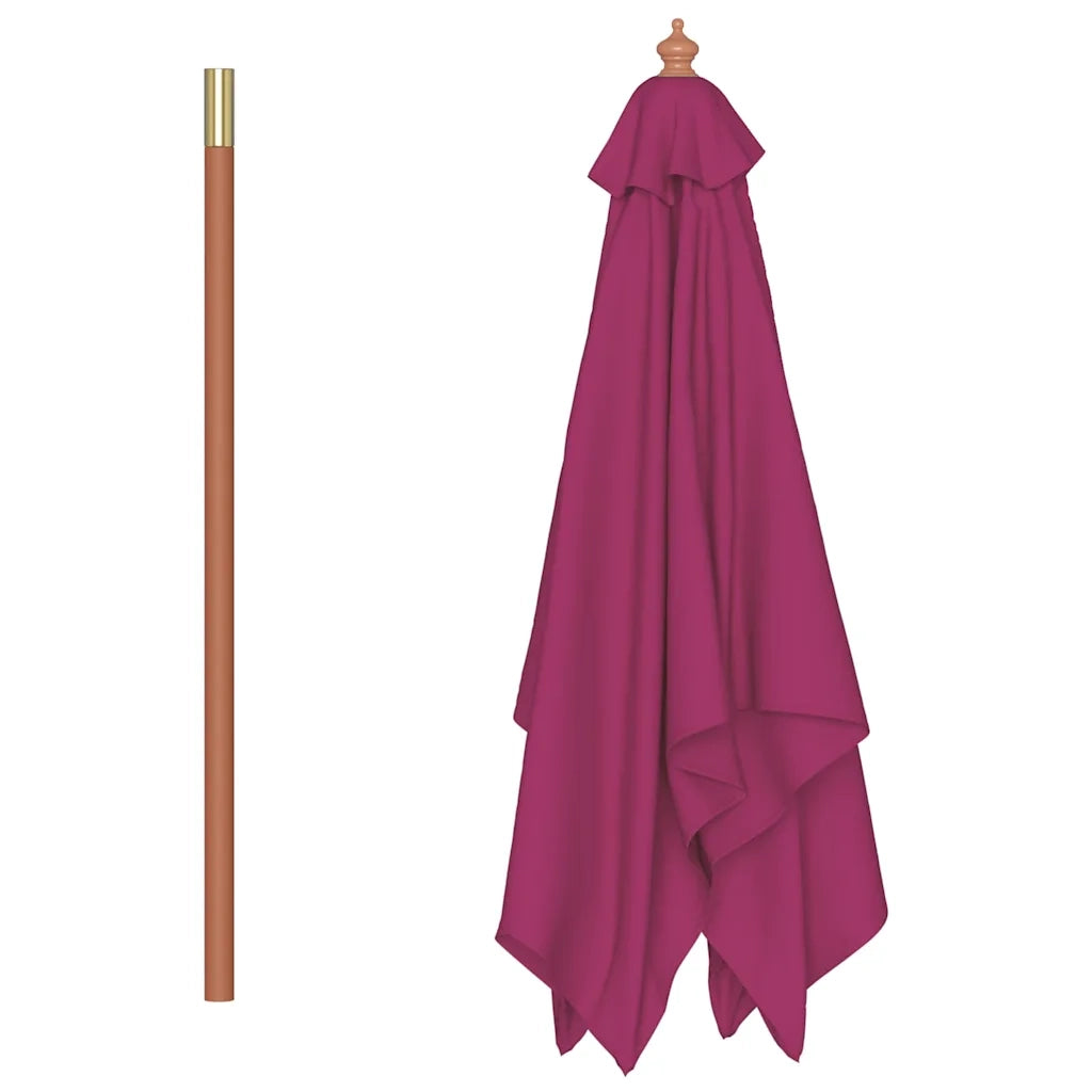 Ombrellone da Esterni-Ombrello da giardino Palo in Legno 150x200 cm Rosso Bordeaux