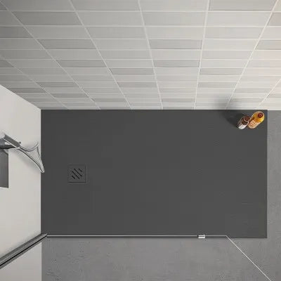 Piatto doccia 70x120 cm antracite effetto pietra in resina riducibile Karen