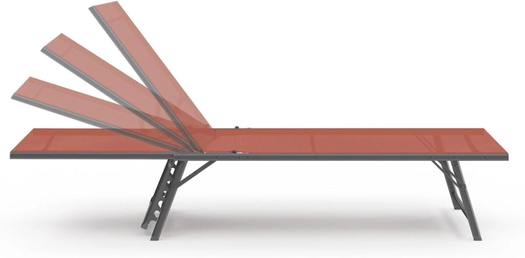 Set di 2 sedie da Giardino reclinabili Kailua in Acciaio Grigio Antracite e Tessuto Terracotta