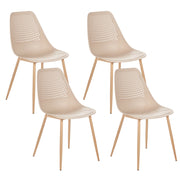 Set di 4 sedie da pranzo Beige Seduta sintetica Gambe in metallo Seduta moderna semplice e minimalista