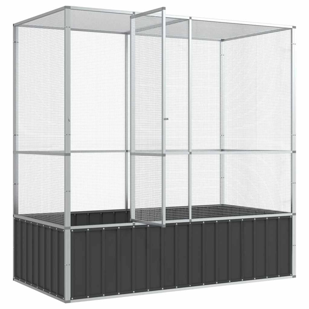 Voliera in gabbia argentata 210,5 x 107 x 212 cm acciaio Argento 02_0045638