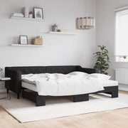 Divano Letto Estraibile con Materassi Nero 90x200 cm in Tessuto 3197446