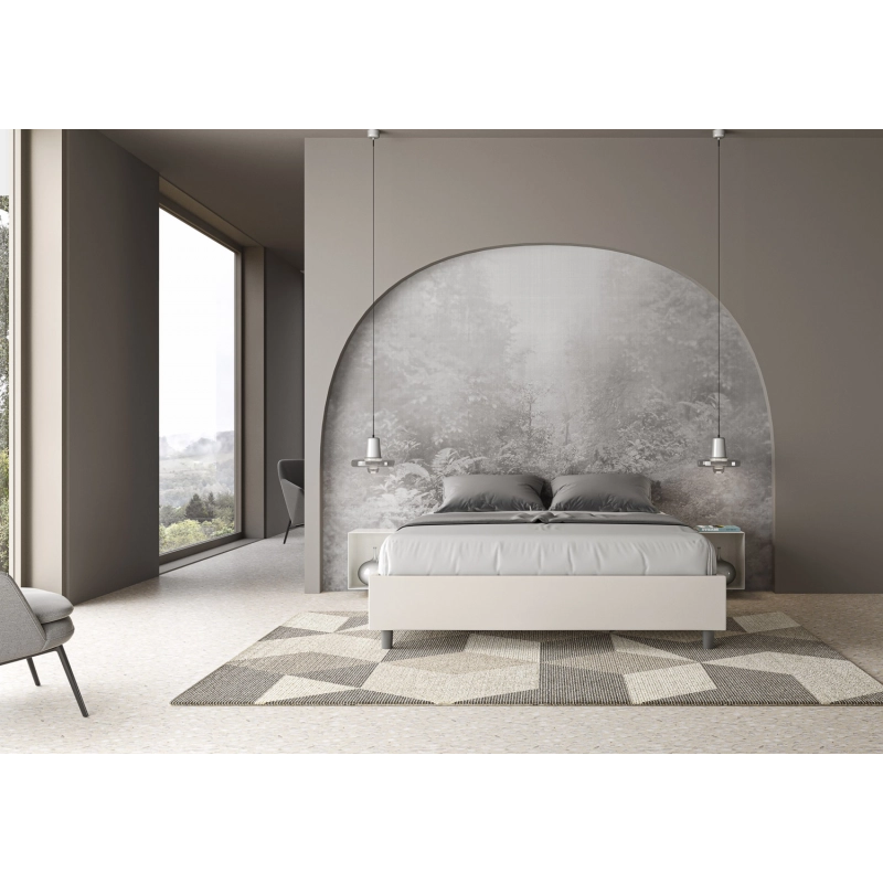 Letto Sommier imbottito Matrimoniale 160x200 cm Azelia - Bianco,Similpelle,Senza rete