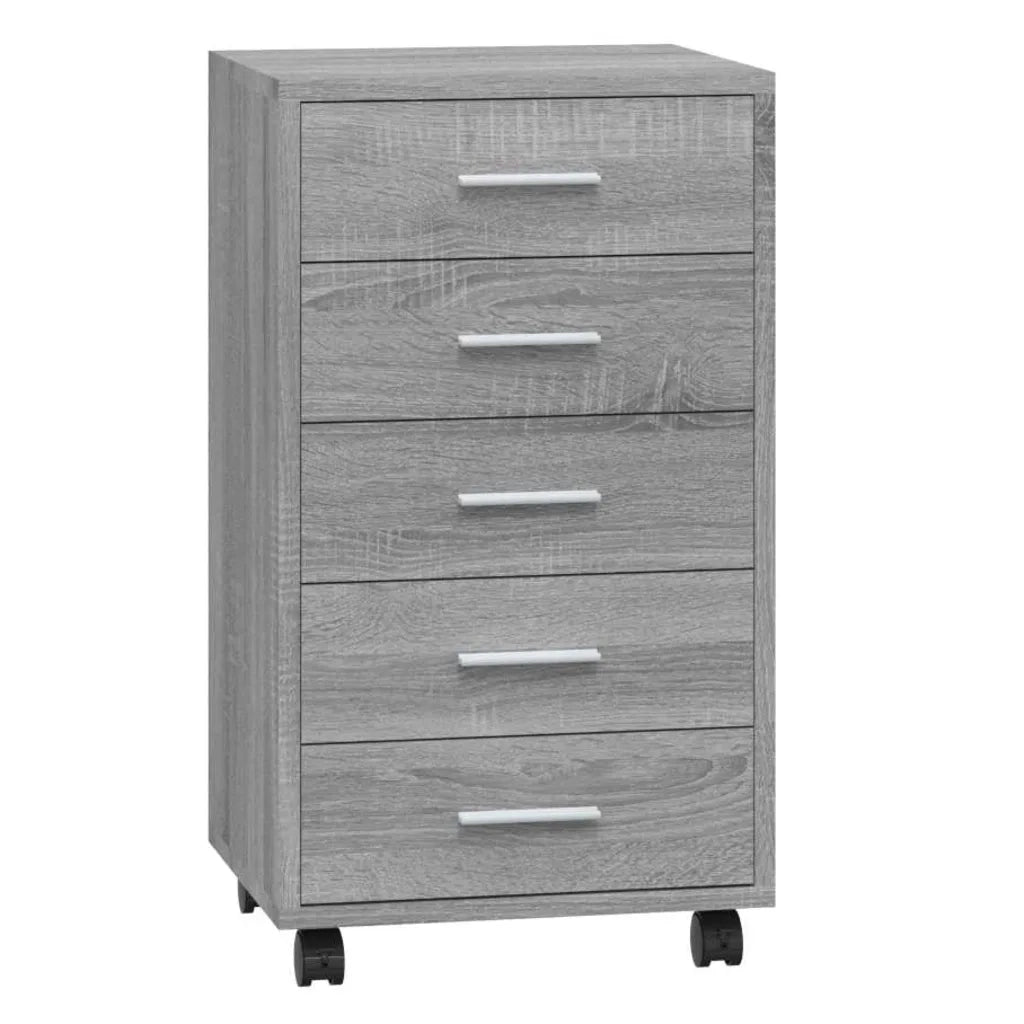 Cassettiera con Ruote grigio sonoma in Legno Multistrato