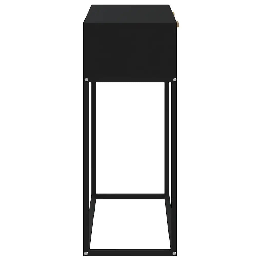 Tavolino Consolle-Tavolino da soggiorno-Tavolo Nero 80x30x75 cm Legno Multistrato e Ferro